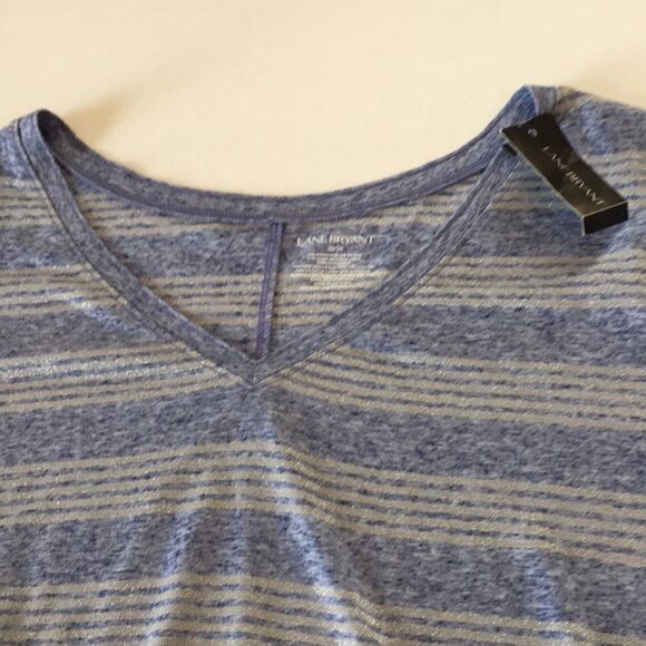 Lane Bryant Purple Multi Plus Striped Sparkle Long Sleeve T-Shirt Top Sz 22/24. - Picture 13 of 14
